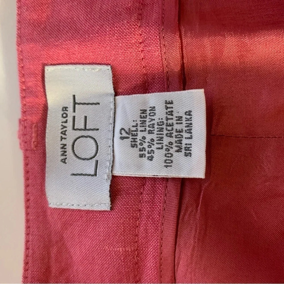 Ann Taylor Loft Women’s Pink Linen Blend Pants Size US  12 Lined Lightweight - Picture 3 of 12